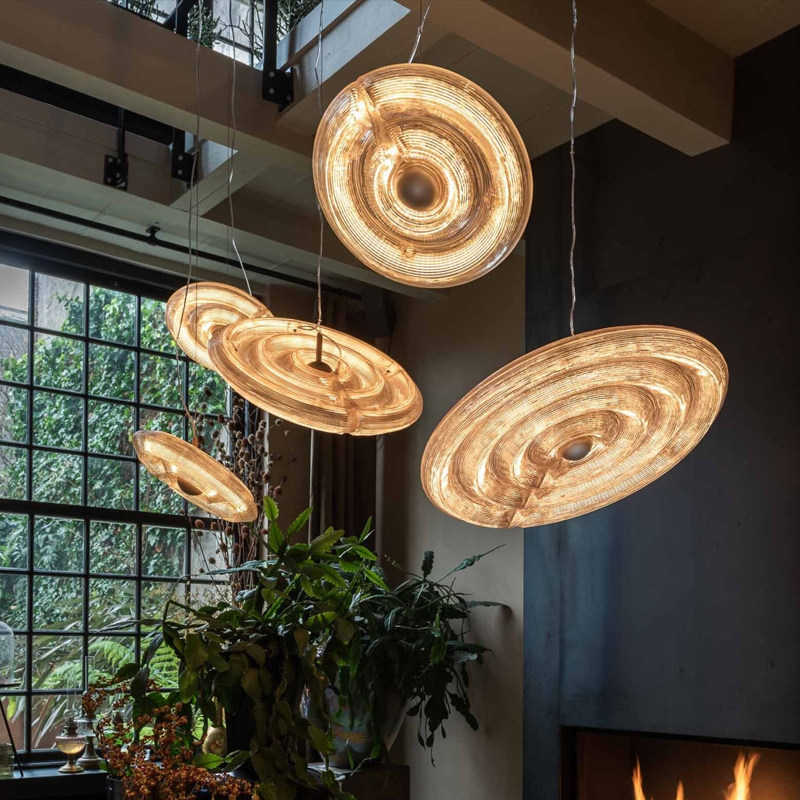 Post-Modern Minimalist Designer Long Oval Square Glass LED Pendant Light Wireless Control Adjustable Height for Hotel Living