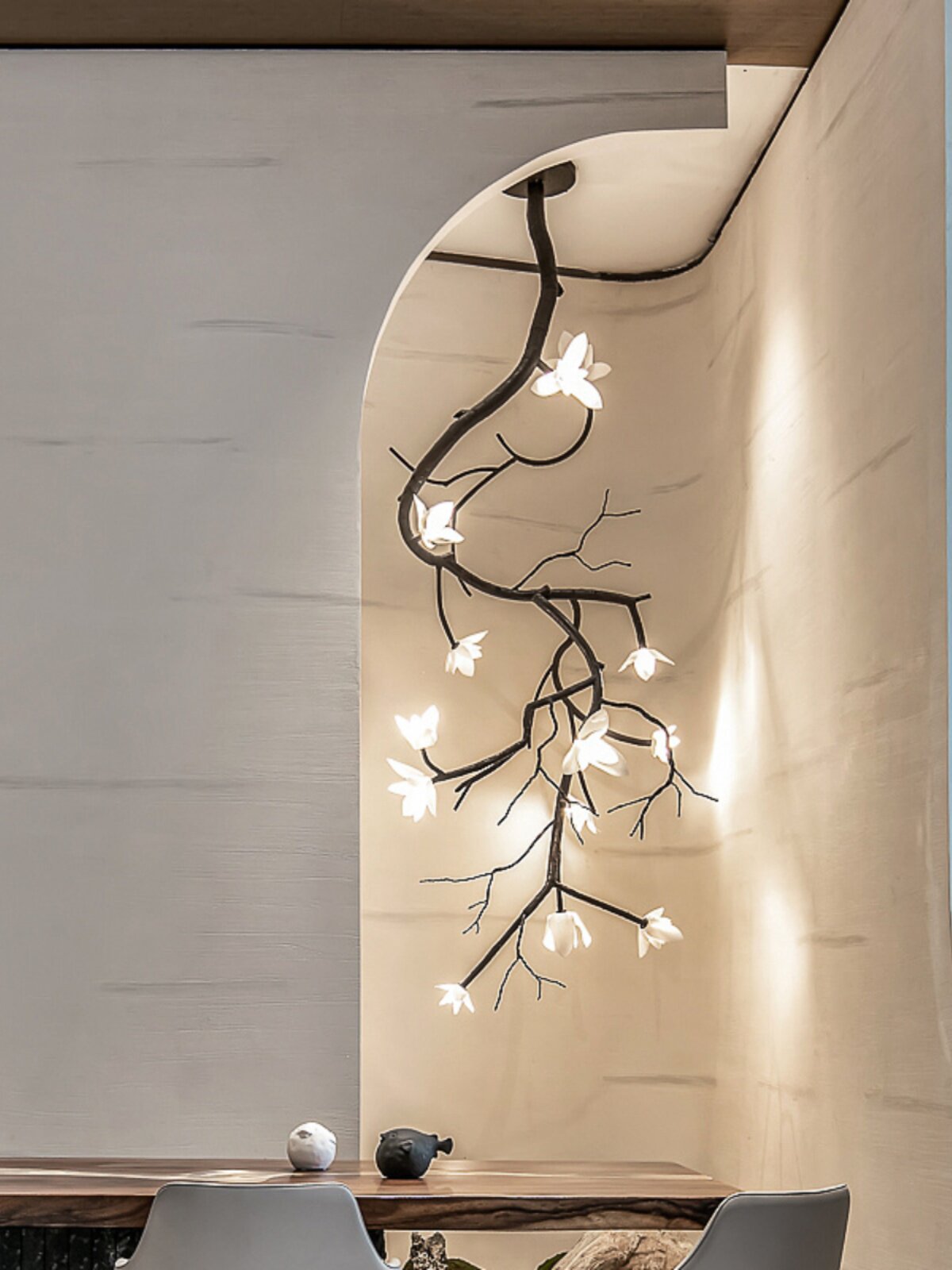 All-Copper Magnolia Flower Chandelier