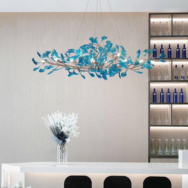 Wholesale Luxury Modern Ginkgo Leaf Chandelier Art Deco Tree Branch Pendant Light for Dining Room Kitchen Island Hotel Lobby