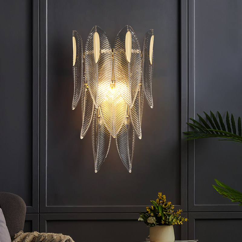 Modern European Adjustable Height Iron Frame High-End Two-Layer Oval Leaf Glass Restaurant Pendent Light
