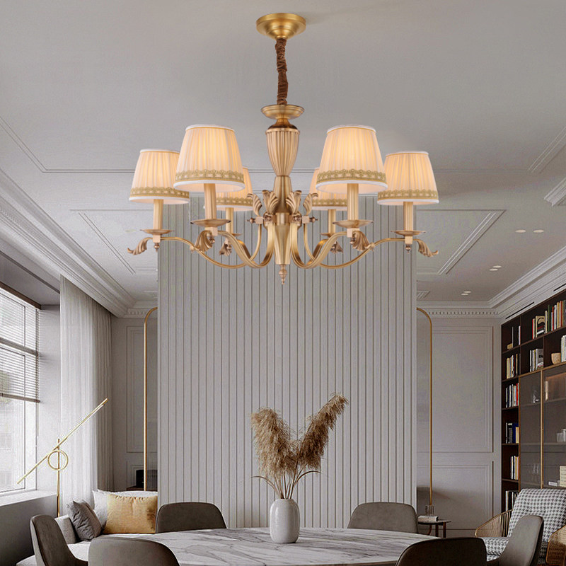 American Brass Pendent Lamp Luxurious Living Room Restaurant Bedroom Retro Hotel Villa Chandelier