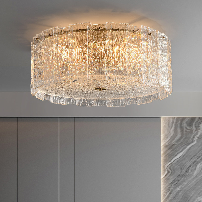 Modern Light Luxury Copper Glass Ceiling Lamp Decorative Ceiling Light for Living Room Bedroom Restaurant