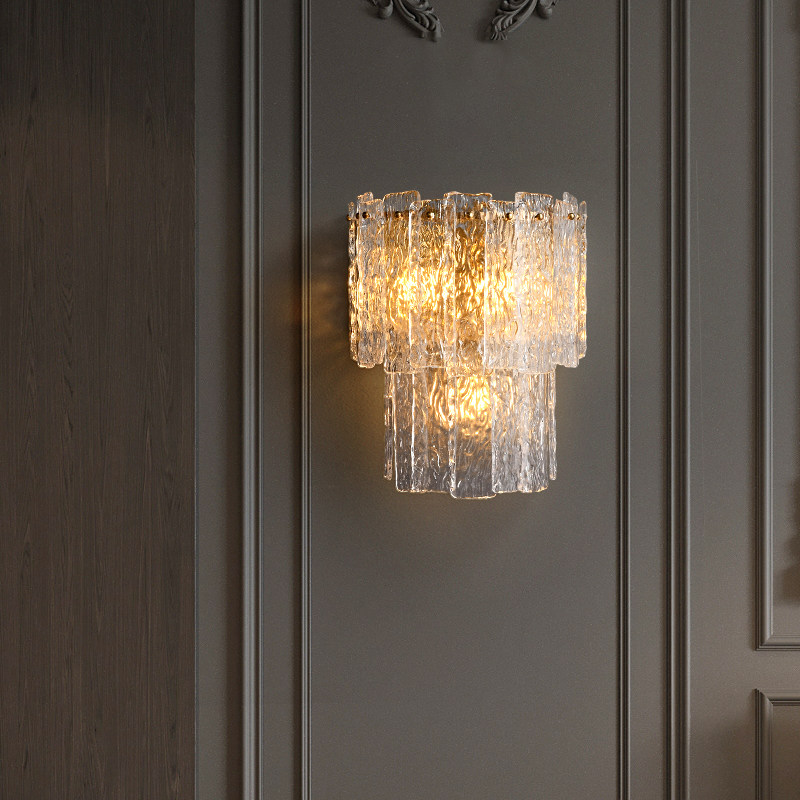 Post-modern American Modern Luxury Gold Copper Glass Wall Lamp LED Light Source Hallway Study Living Room Bedroom Decor