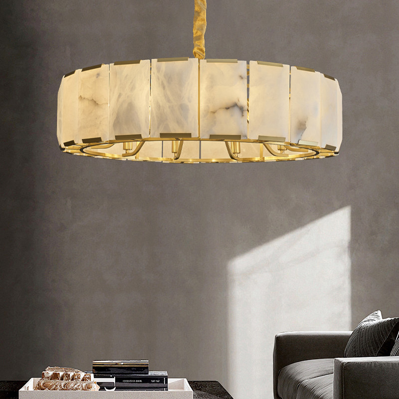Lamp Minimalist Hanging Light for Bedroom Dining Living Room Nordic Style Full Copper Alabaster