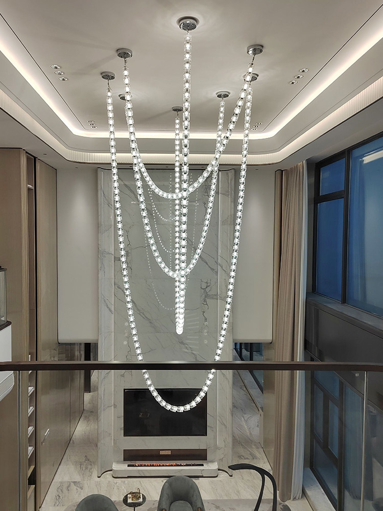 High End Customized LED Decorative Art Pendant Light with Necklace Beads for Hotel Dining and Living Room Lighting