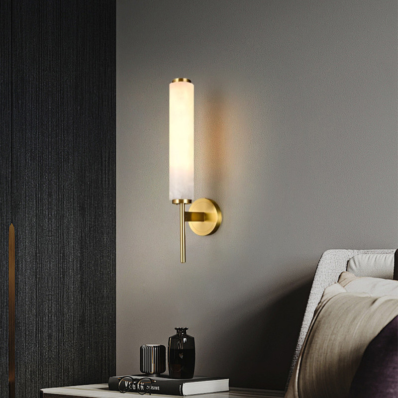 Nodric Style Natural Marble Wall Lamp Simple Luxury Wall Light for Bedroom Hotel Villa Bathroom Decor Lighting Fixtures