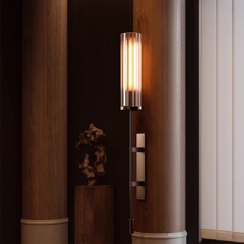 Nordic Minimalist Long Pole LED Wall Lamp Villa Living Room Glass Wall Light Bedside Bedroom Home Decoration Lighting Fixture